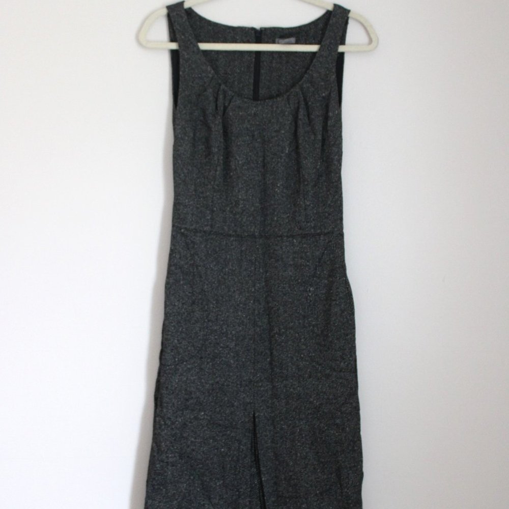 Ann Taylor Tweed Pencil Dress Grey Herringbone